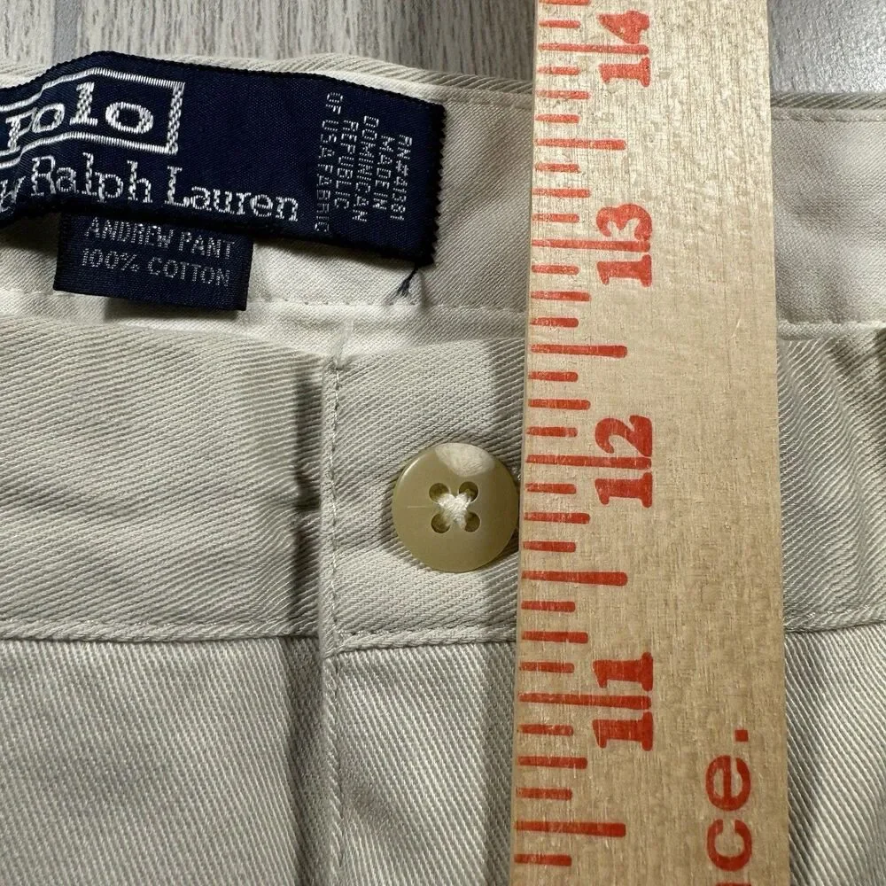 Vintage NOS Polo Ralph Lauren Andrew Pant Double Pleated Men’s 35x30 Beige New